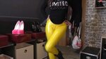 Yellow Latex-Look Leggings Wetting - Omorashi & peeing video